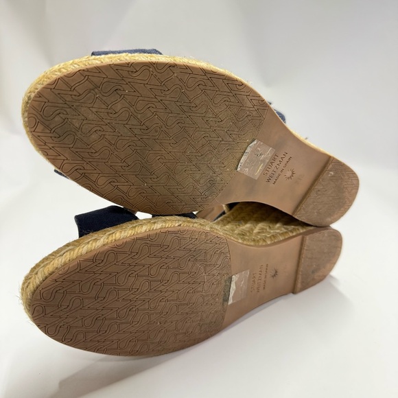 Stuart Weitzman Navy Wedge Sandals - Picture 7 of 10